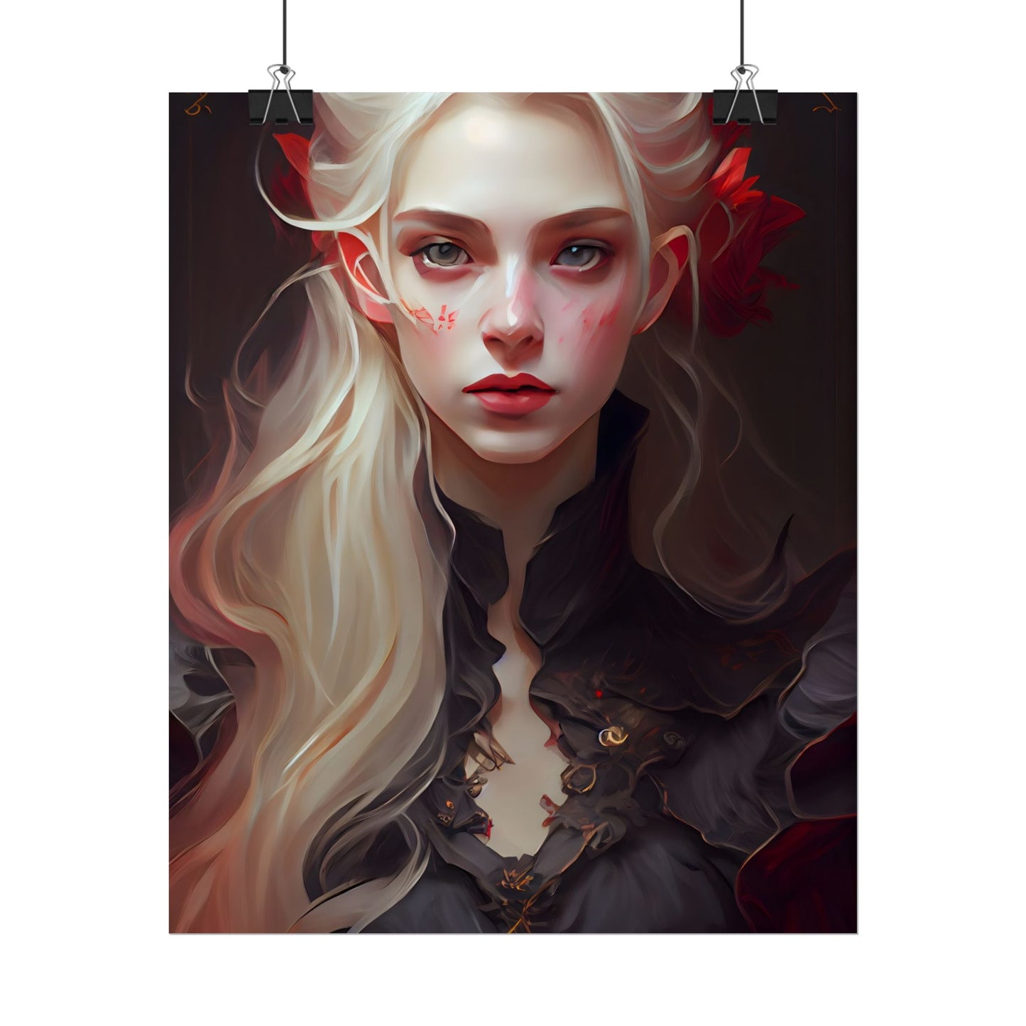 Beautiful Blonde Portrait: A Stunning Female in Black Top - Poster