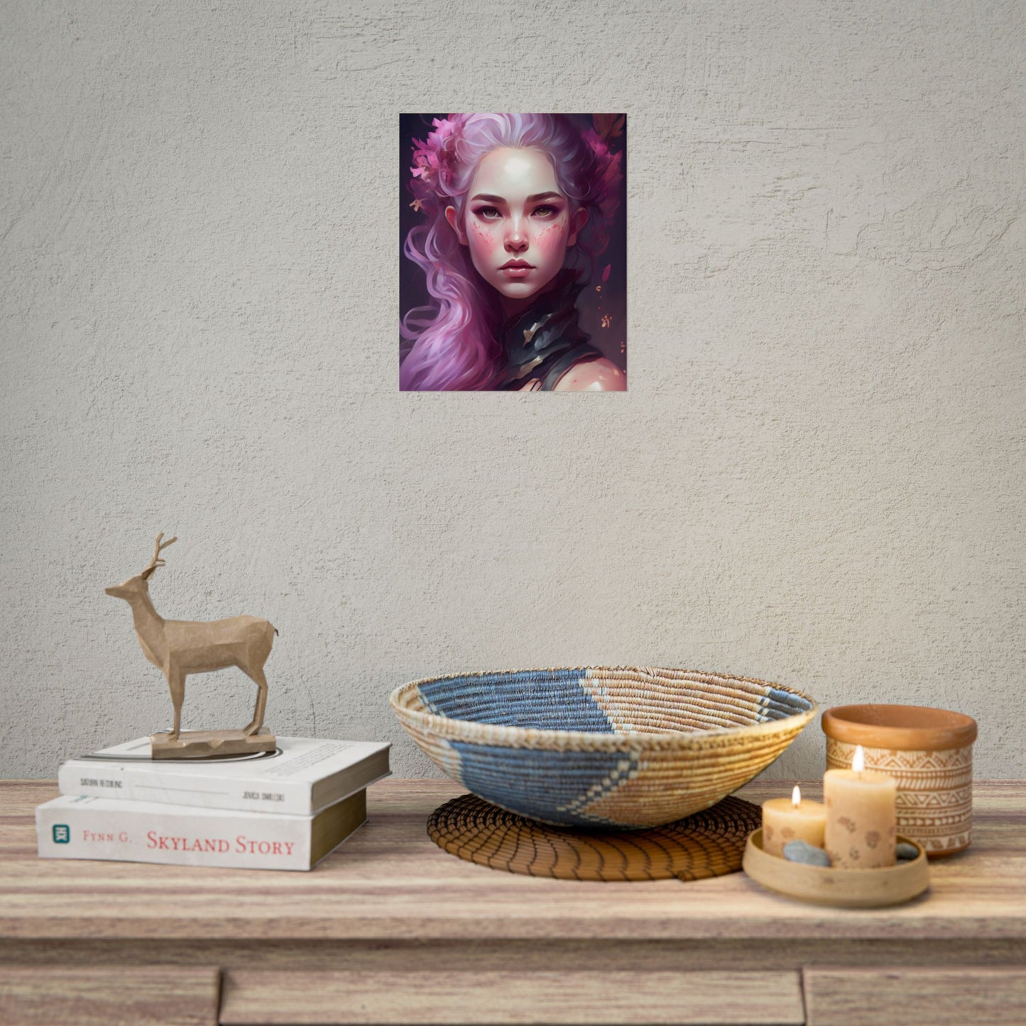Astonishing Female Portrait with Pink Hair: Dre Artwork - Poster