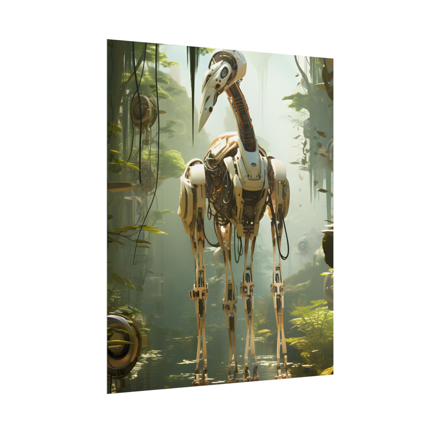 Robotic Guardians of Nature: Serene Wildlife Sanctuary Art - Poster