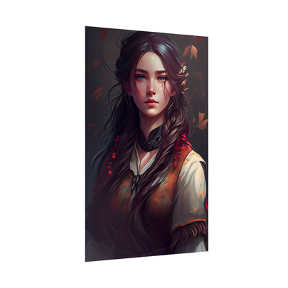 Vibrant Portrait: Brown Hair, Green Eyes Artwork - Poster
