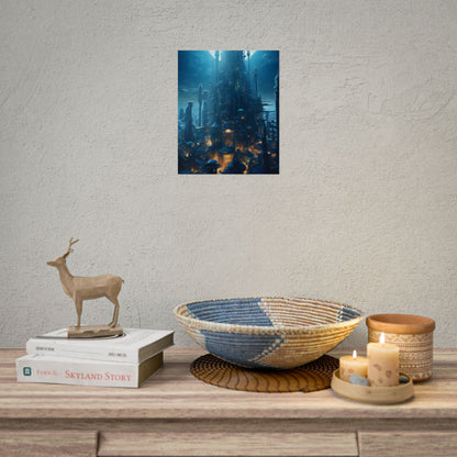 Underwater Futuristic Cityscape: Close Up Digital Artwork - Poster