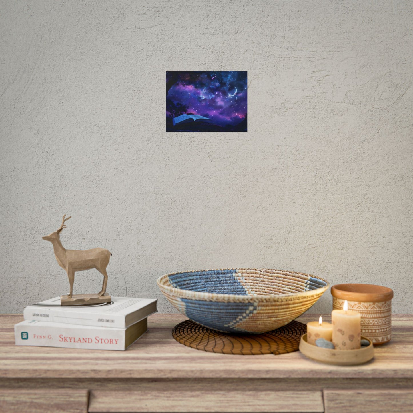 Mystical Night Sky: Stars and Crescent Moon - Poster