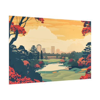 Retro-Style Augusta Georgia Golf Course: Vibrant Illustration Art - Poster