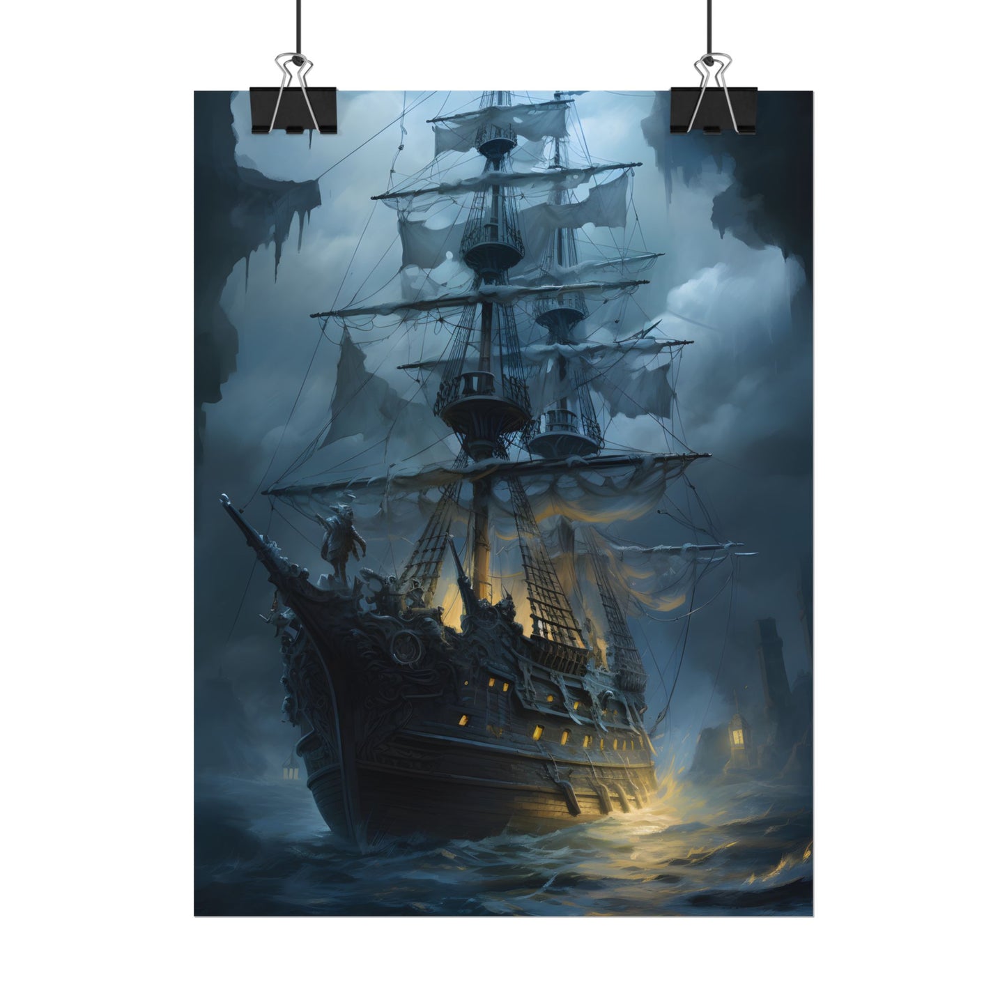 Ghost Pirate Sails: Mysterious Ocean Artwork - Poster