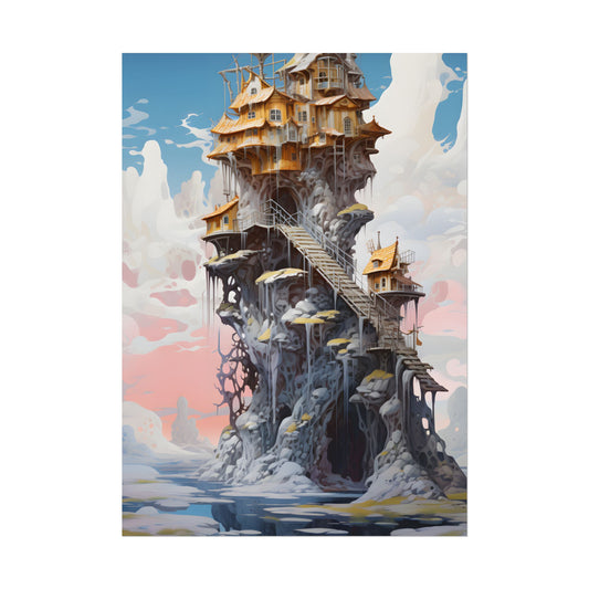 Person Standing Outside: Realistic Daytime Building Scene - Poster