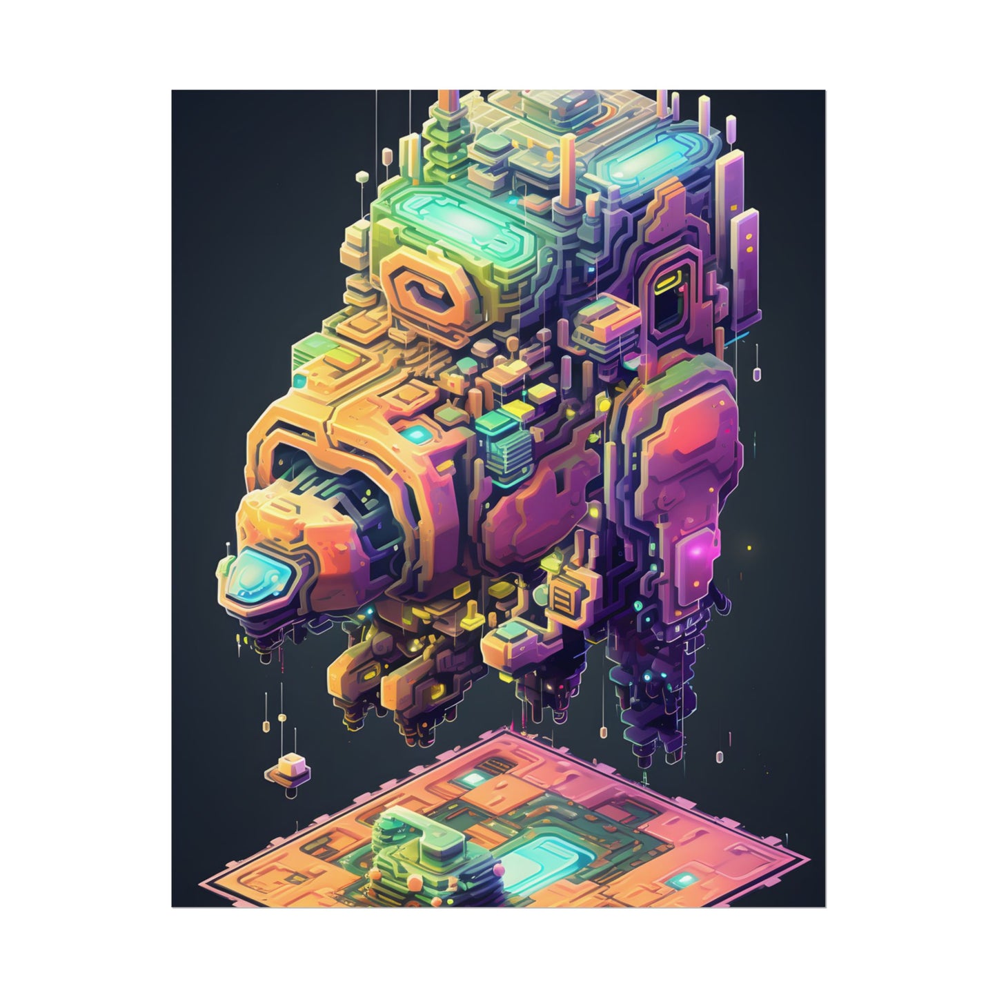 Pixel Punk Pets: Digital Artwork of Cyber-Pets in Pixelated World - Poster