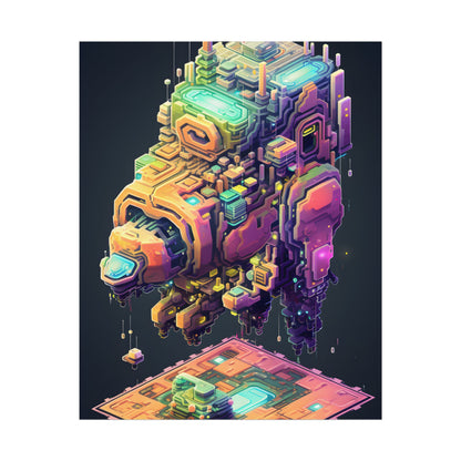 Pixel Punk Pets: Digital Artwork of Cyber-Pets in Pixelated World - Poster