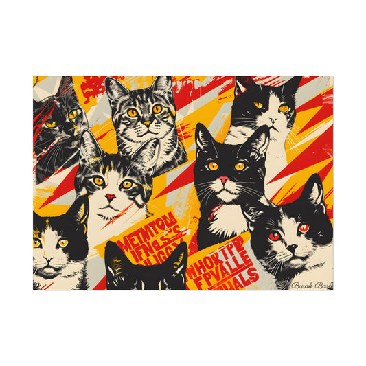 Vibrant Soviet Cats: Colorful Artwork - Poster