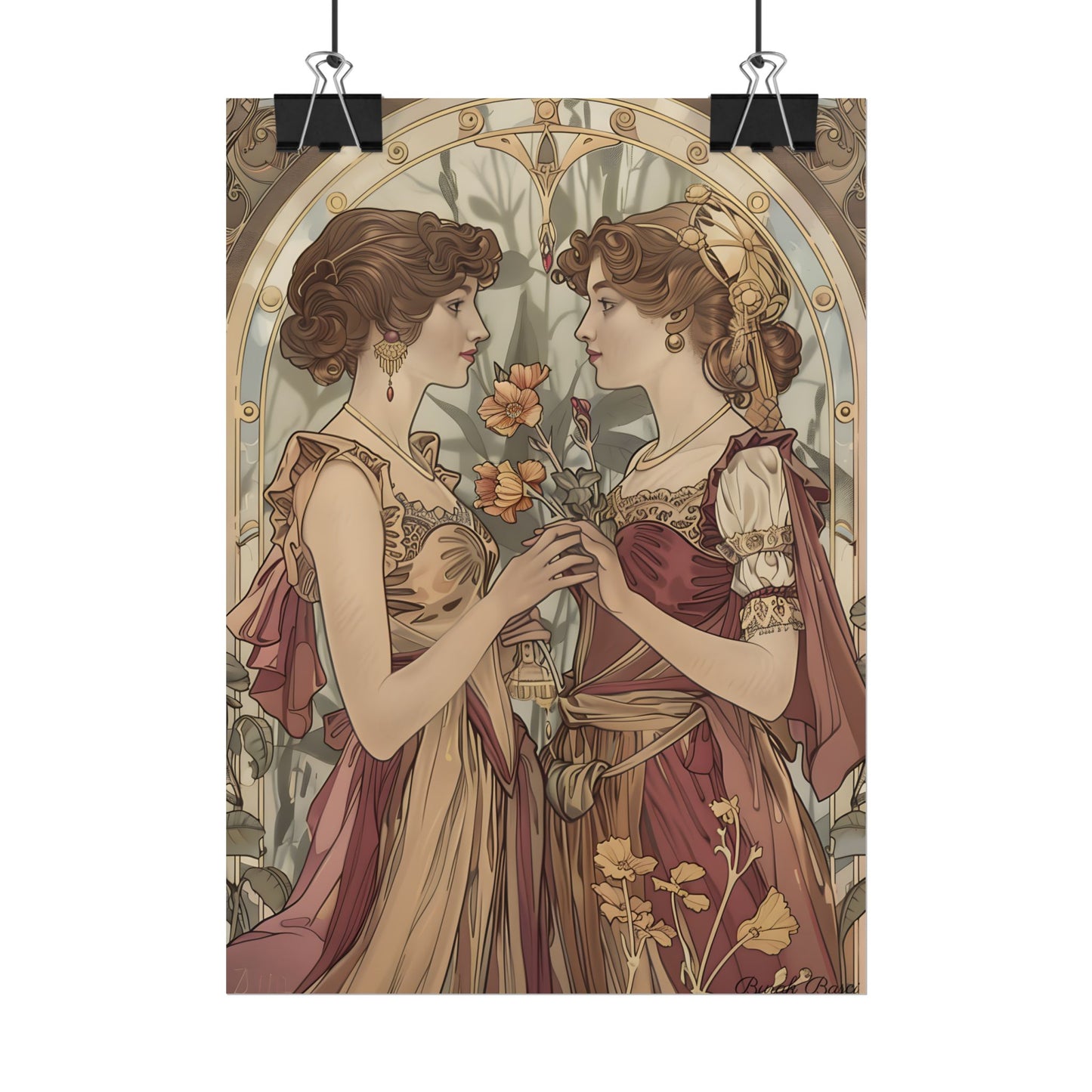 Middle Eastern Floral Beauty: Traditional Attire Digital Art - Poster
