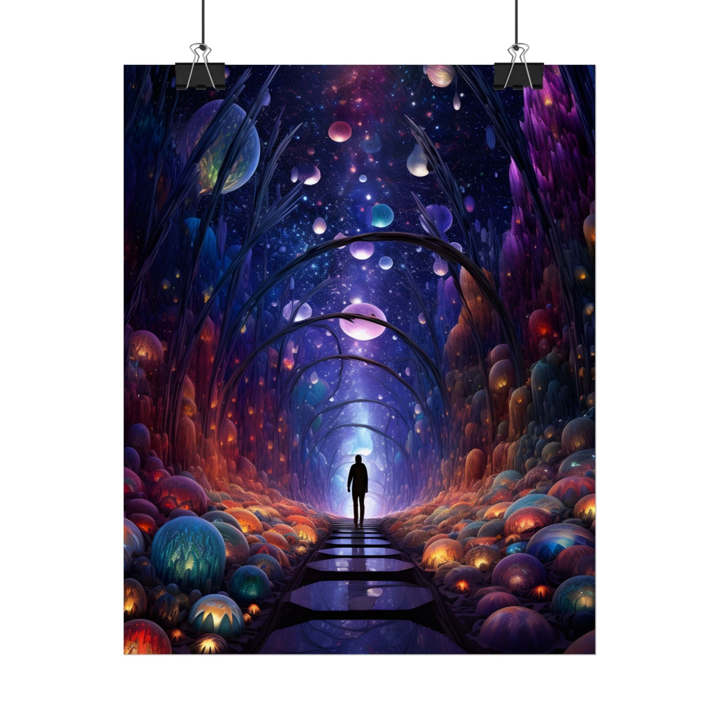 Celestial Art Gallery: Indoor Space with Starry Canvas - Poster