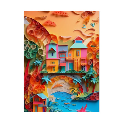 Eye-Catching Beach Paper Quilling: Quilled Landscape Artwork - Poster