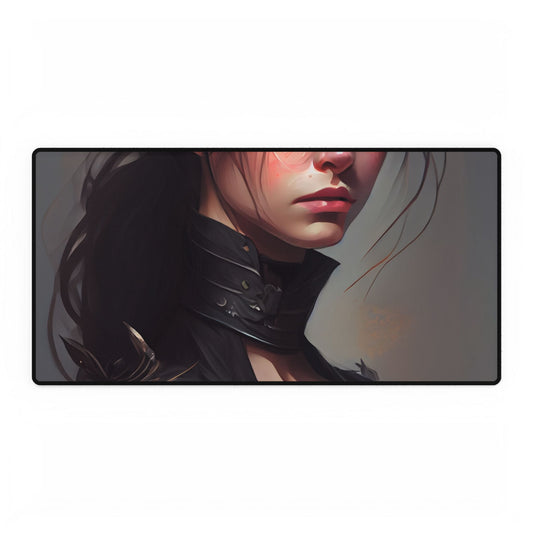 Artistic Female Portrait: Elegant Dress Digital Artwork - Desk Mat