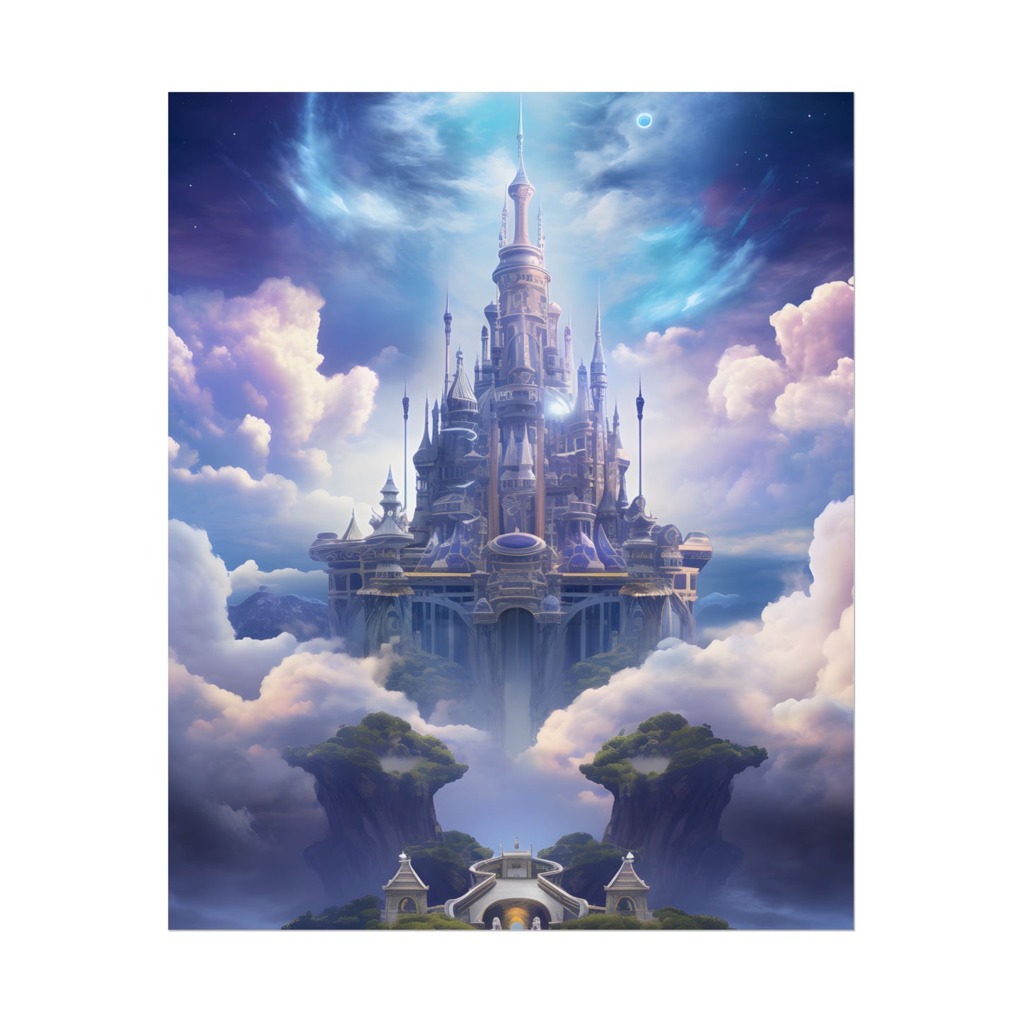 Celestial Fantasy Floating City: Dreamlike Artwork - Poster