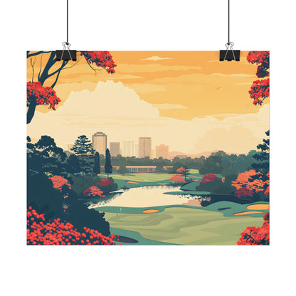 Retro-Style Augusta Georgia Golf Course: Vibrant Illustration Art - Poster