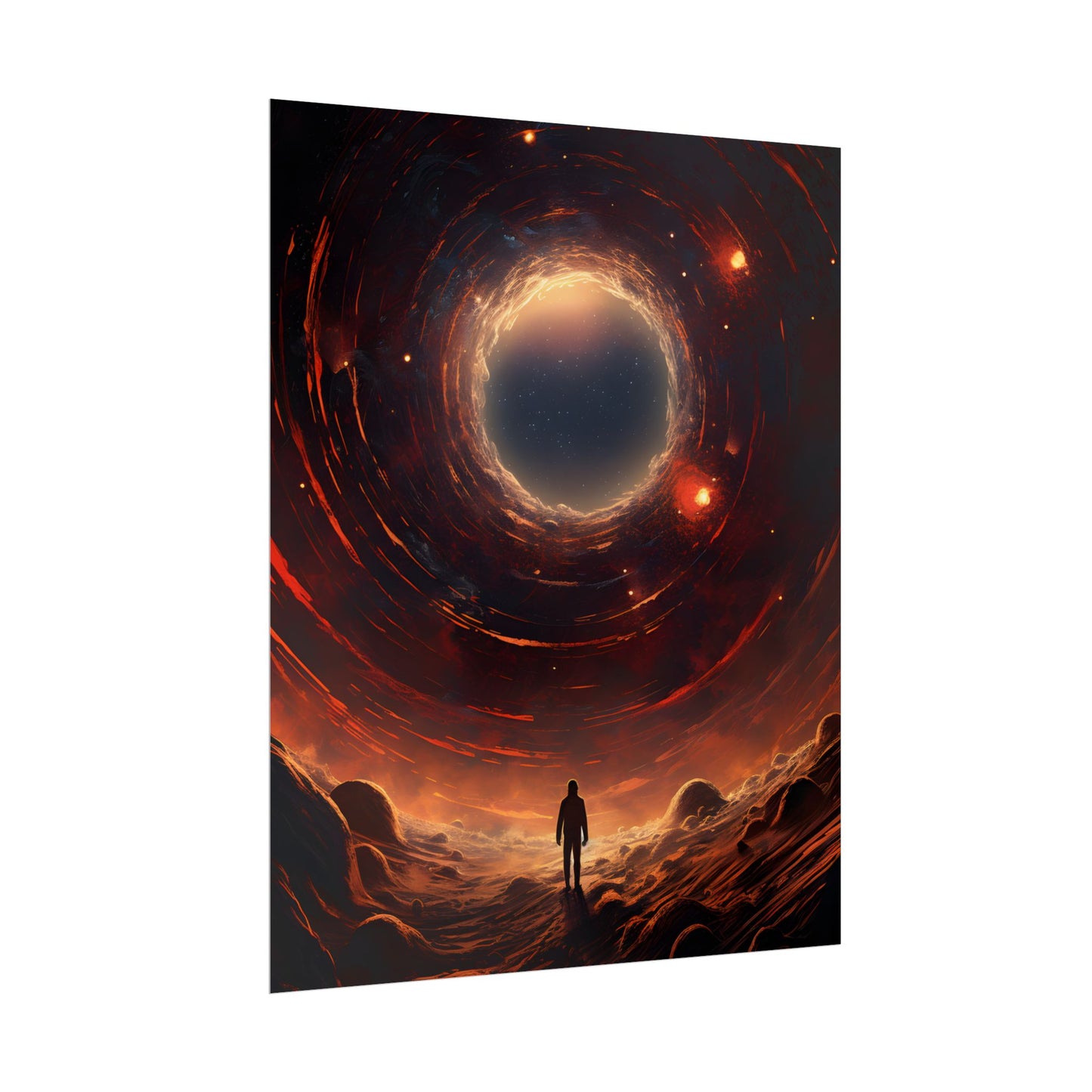 Black Hole Cosmic: A Realistic Digital Artwork of a Planet in Orbit - Poster
