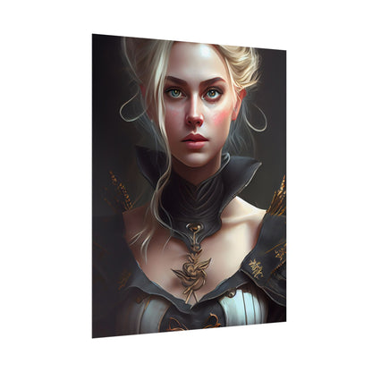 Stunning Blonde Portrait: Elegant Vintage Dress - Poster
