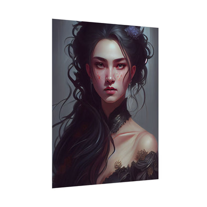 Astonishing Female Portrait: Dr. Black Hair Elegance - Poster