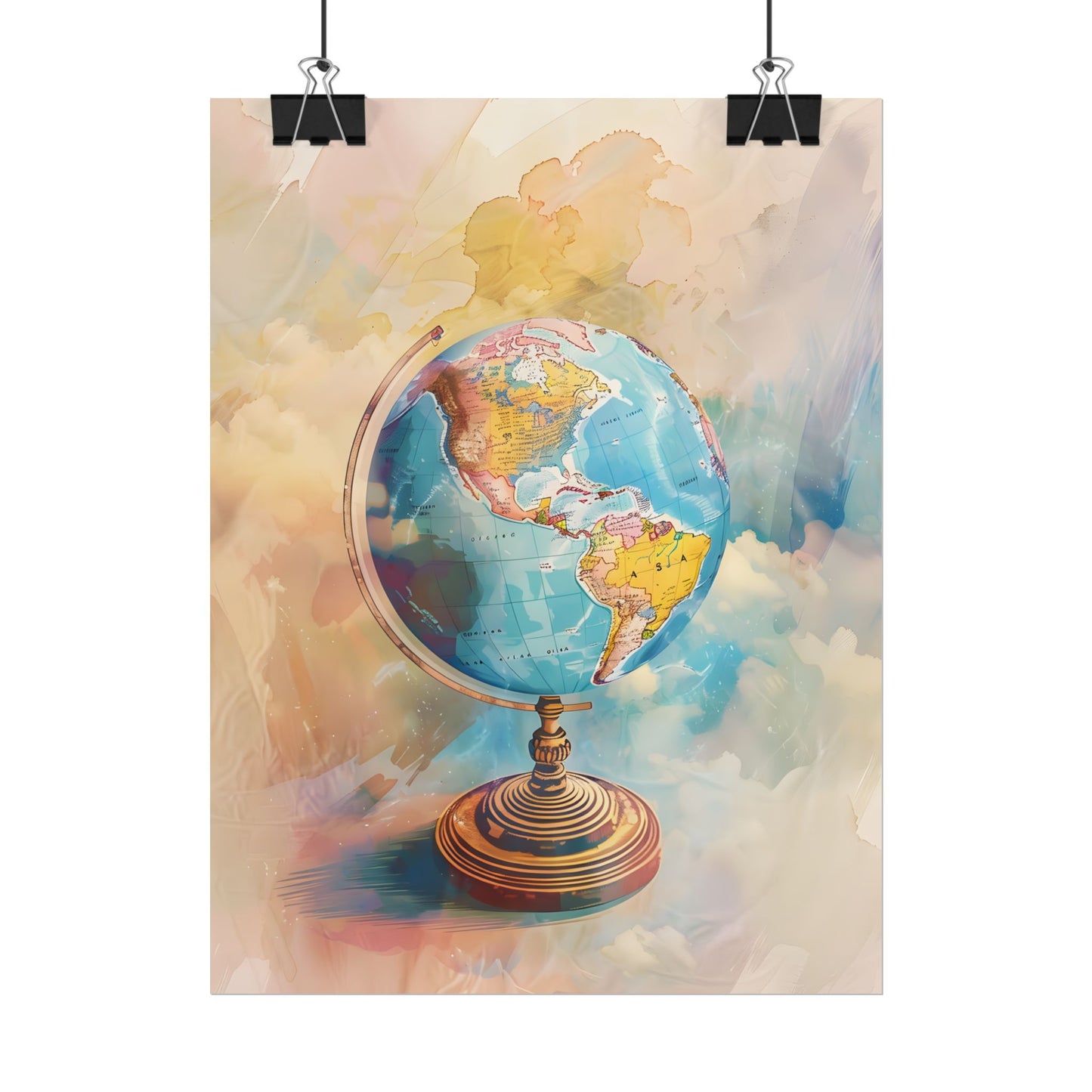 Vintage Globe Adventure: 80 Iconic Landmarks on a Classic Map - Poster