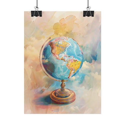 Vintage Globe Adventure: 80 Iconic Landmarks on a Classic Map - Poster