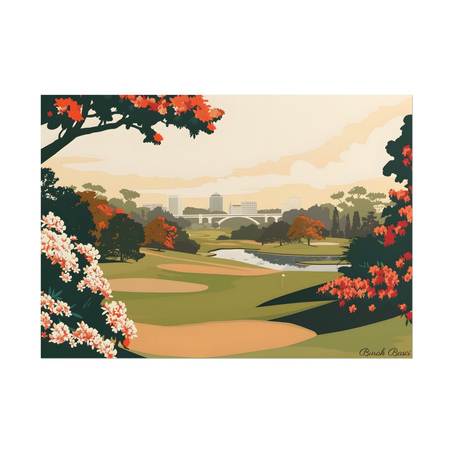 Retro Golf Illustration: Classic Course Art - Poster