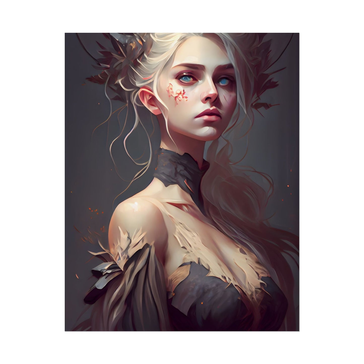 Elegant Blonde Portrait: Outdoor Woman in Dress - Poster