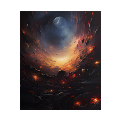 Cosmic Orbit: Six Planets Swirl Around a Black Hole - Poster