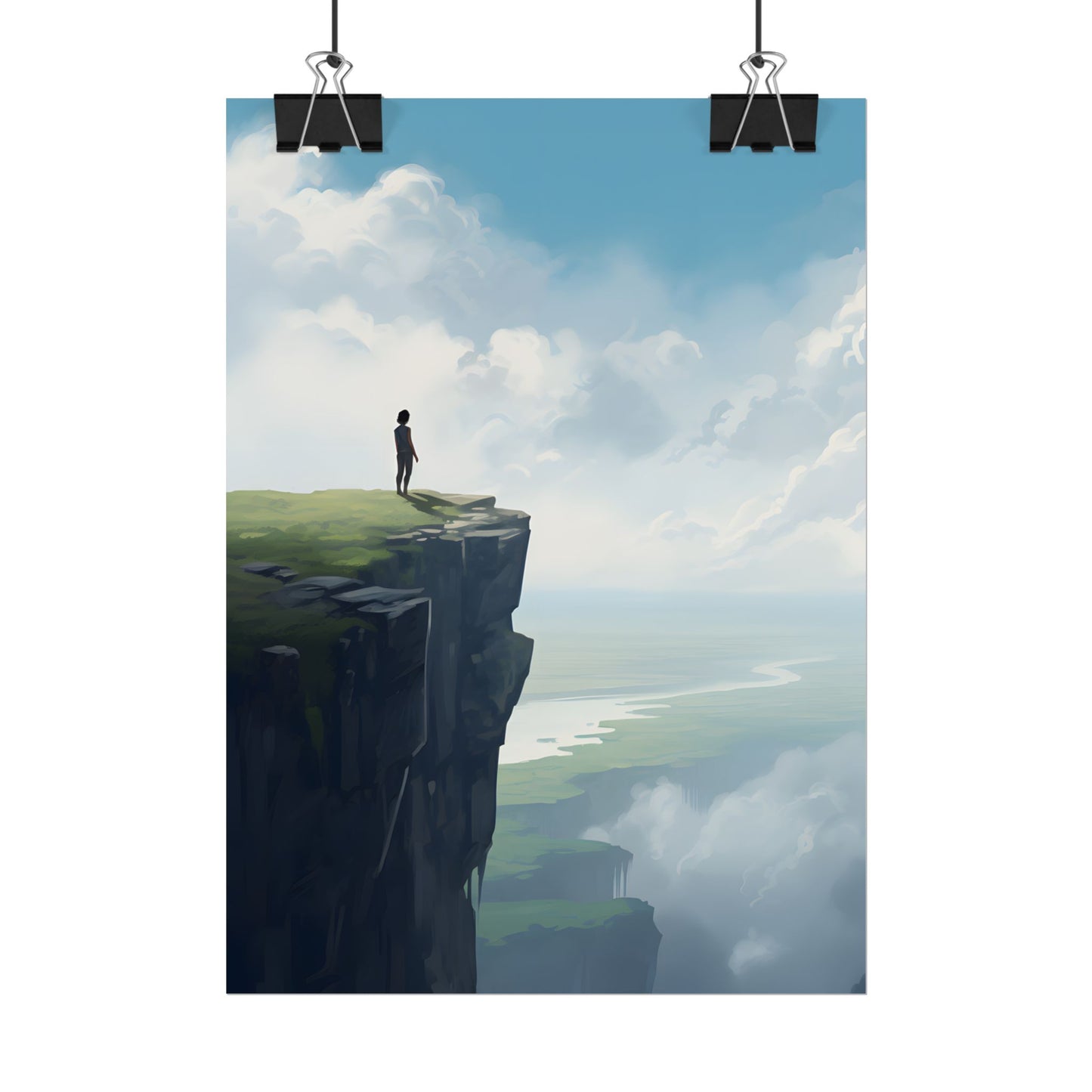 Spring Afternoon Outdoor Scene: Person Walking on Sidewalk - Poster