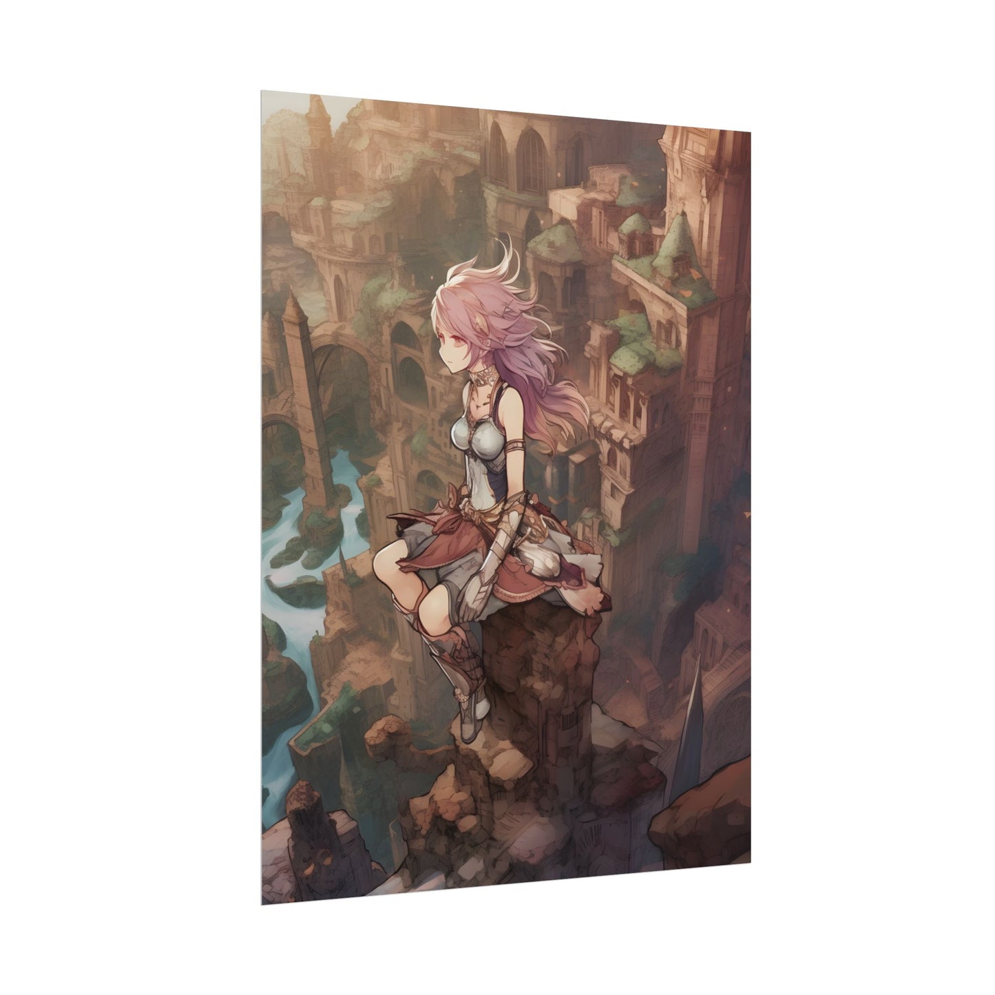Dramatic Anime Feather: Detailed Urban Artwork - Poster