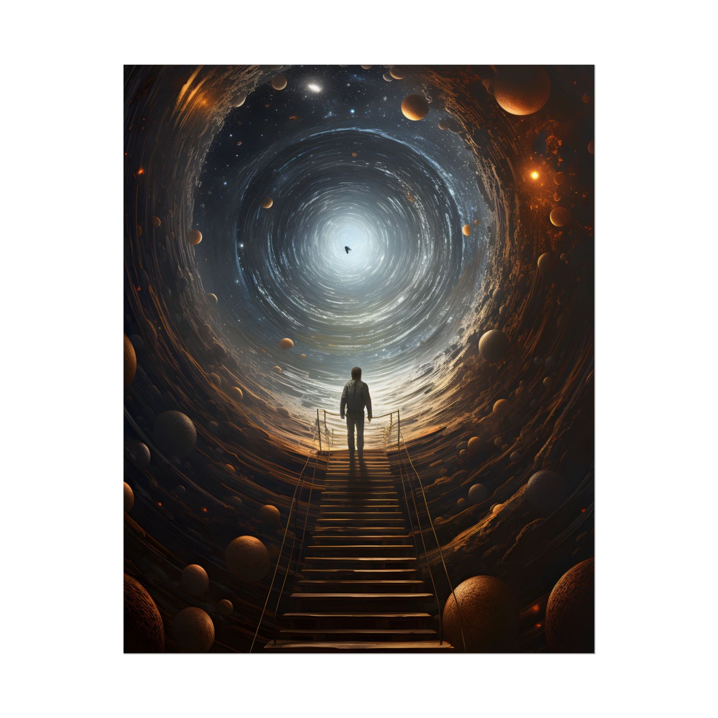 Space-Time Explorer: Intrepid Journey in Black and White - Poster