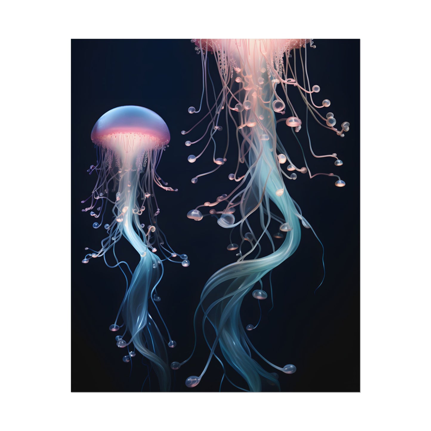 Bioluminescent Oceanic Ballet: Underwater Dancer in Motion - Poster