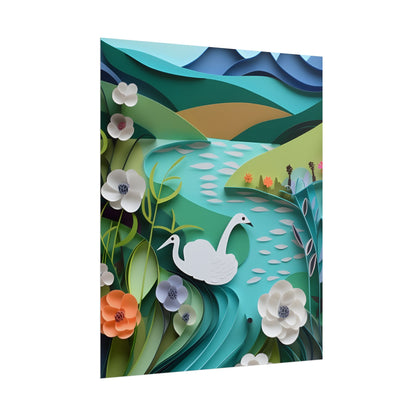 Vibrant Paper Quilling Island: A Beautiful Tropical Landscape - Poster