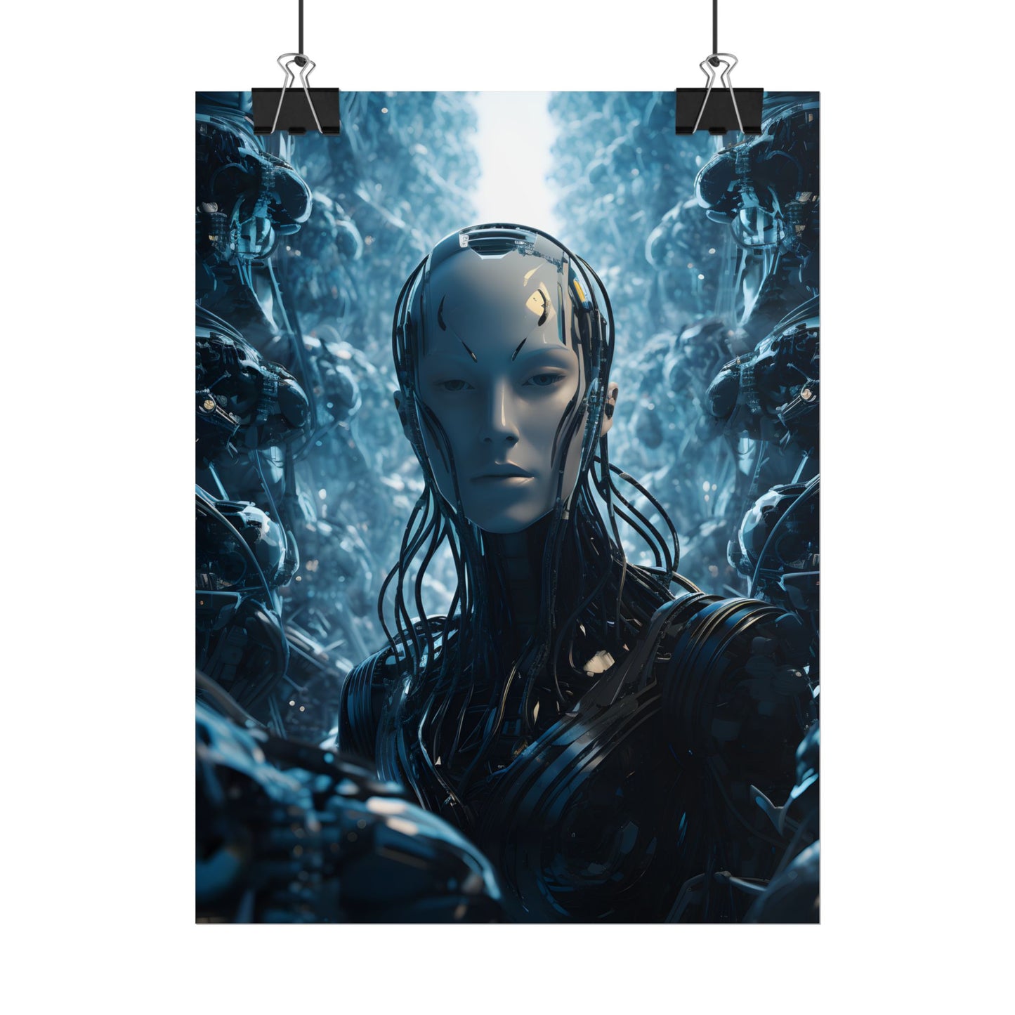 Robot Orchestra Symphony: Futuristic City Digital Art - Poster