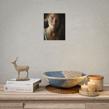Grinning Woman: Close-Up Portrait with Joyful Expression - Poster