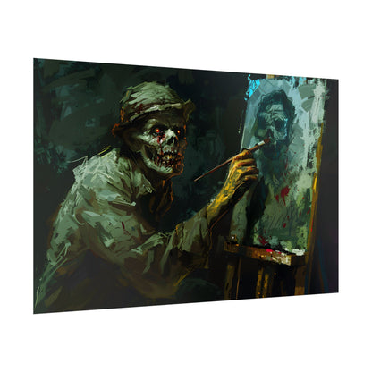Zombie Painter in Action: Original Digital Art Piece - Poster