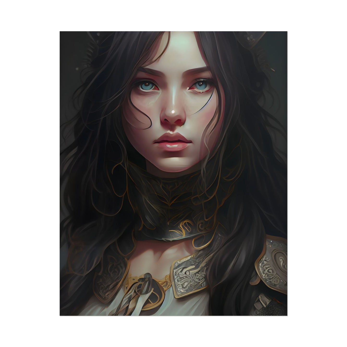 Vibrant Red Portrait: Dynamic Female Artwork - Poster