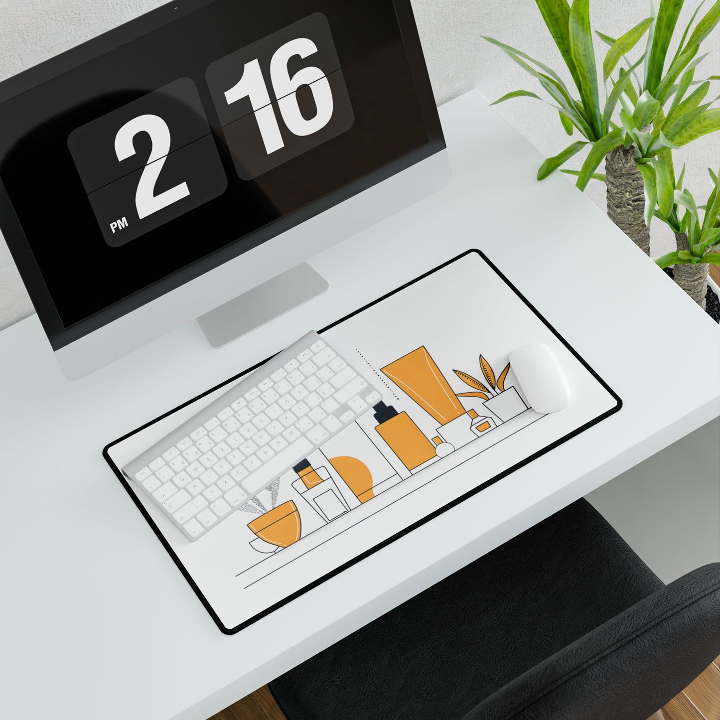 Minimalist Product Design: Bold Gray Illustration Artwork - Desk Mat