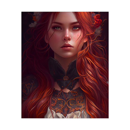 Redhead Female Portrait in a Dress - Poster