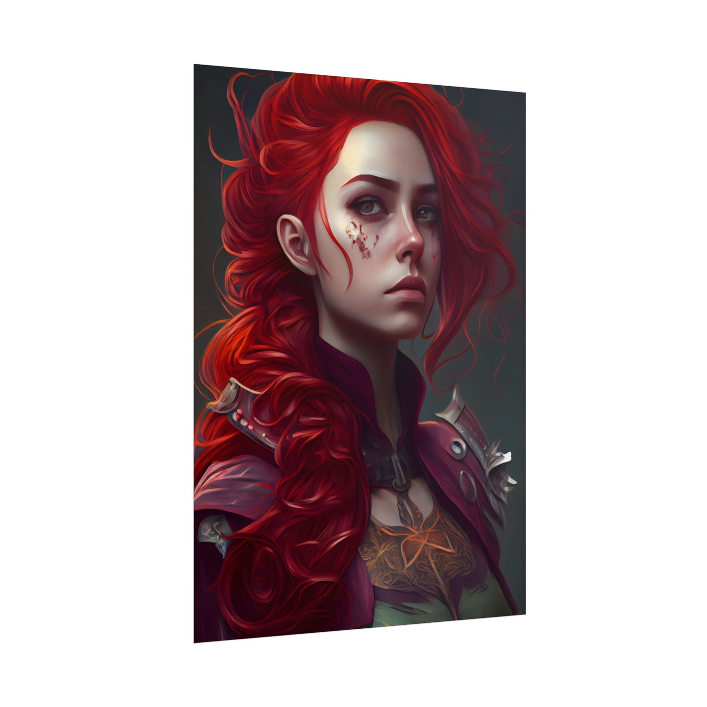 Realistic Red Hair Portrait: Soft Light Artwork - Poster