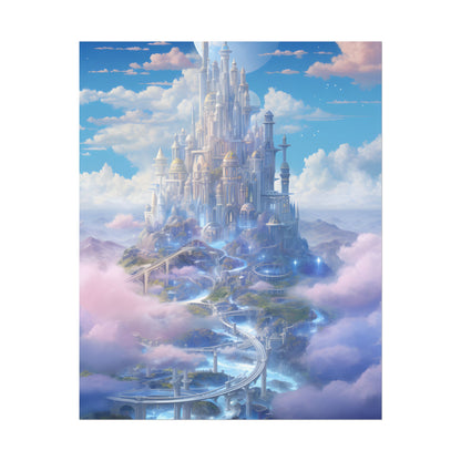 Floating City in Celestial Realm: Serene Fantasy Artwork - Poster