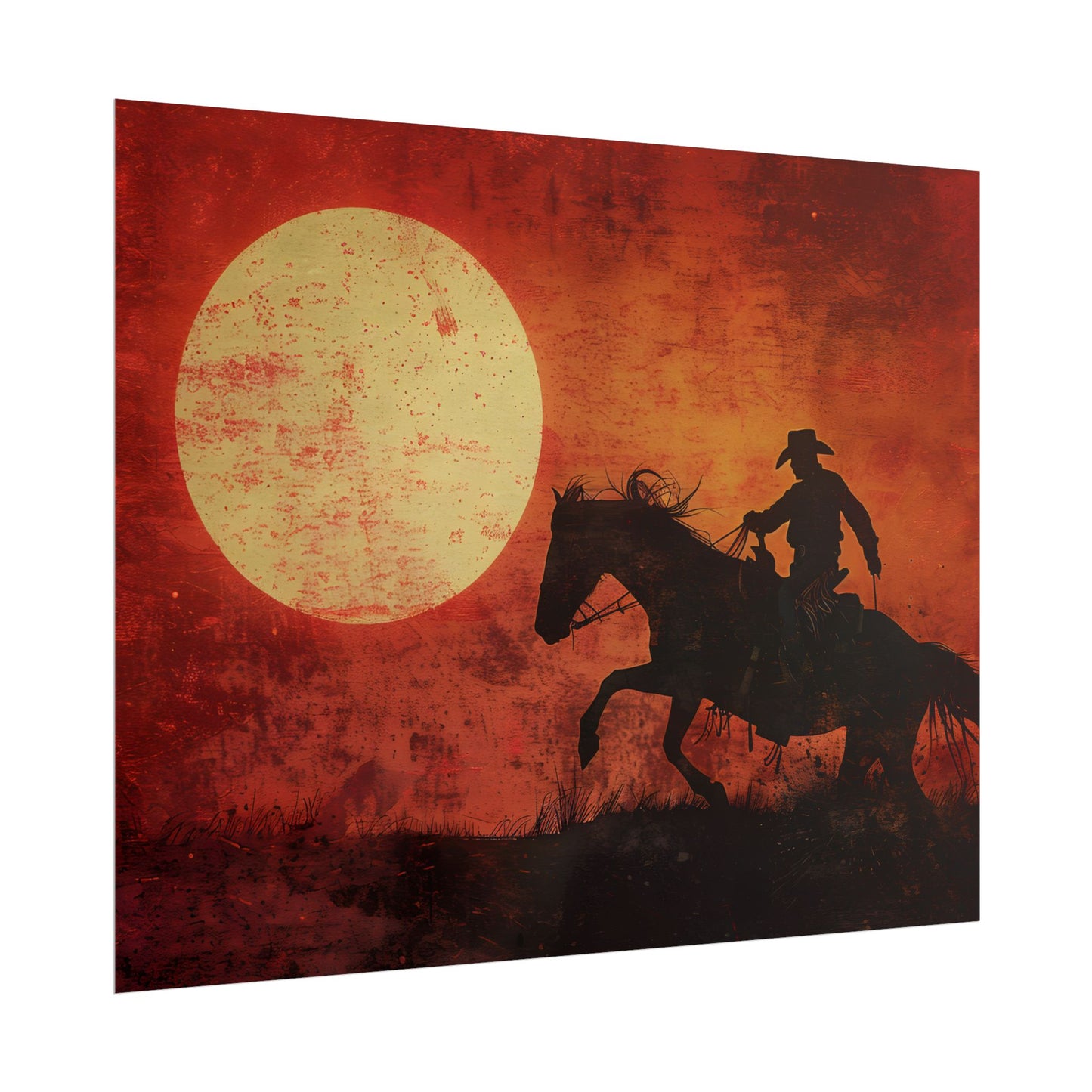 Rodeo Cowboy in Action: Vintage Bronco Ride - Poster