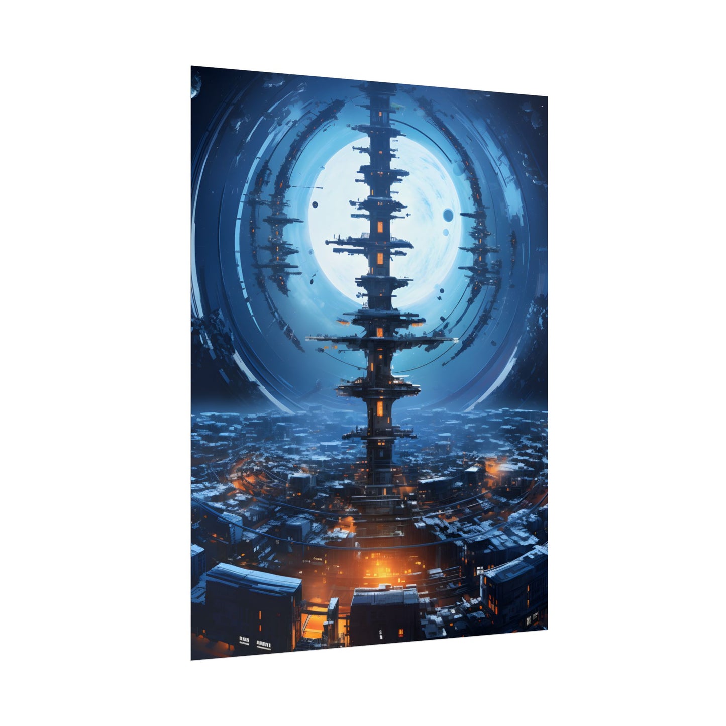 Aetherial Space Station: Low Earth Orbit Digital Art - Poster
