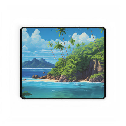 Tranquil Tropical Paradise: Calming Island Scene Art - Desk Mat