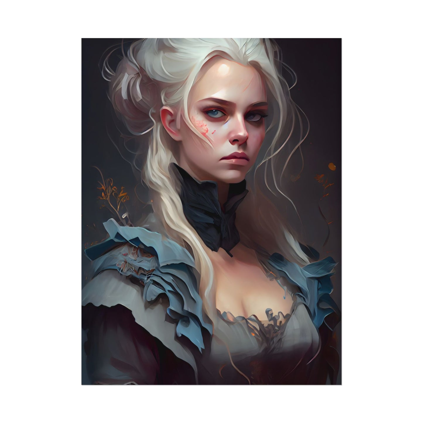 Blonde Profile Portrait: Simple Daylight Dress Art - Poster