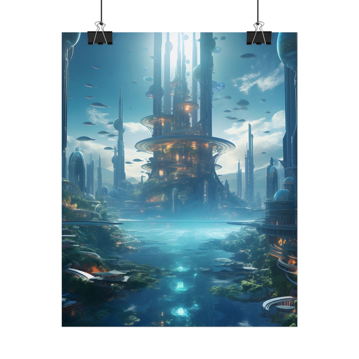 Underwater Futuristic City: Submerged Metropol Digital Artwork - Poster