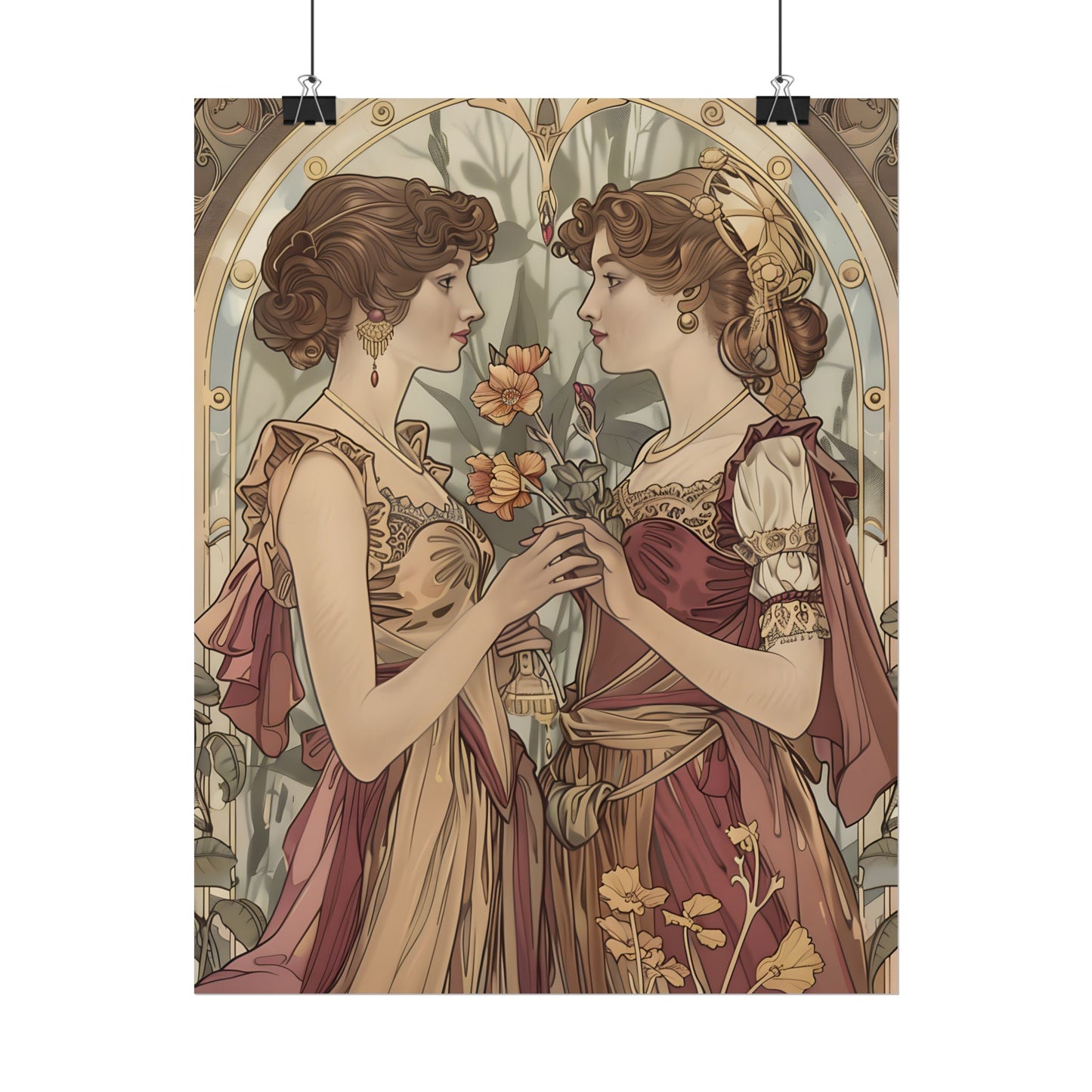 Middle Eastern Floral Beauty: Traditional Attire Digital Art - Poster