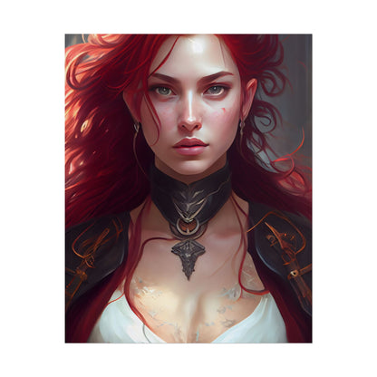 Red Hair Beauty: Elegant Woman in Black - Poster