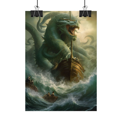 Ancient Mythical Sea Monsters: Prehistoric Marine Creature Art - Poster