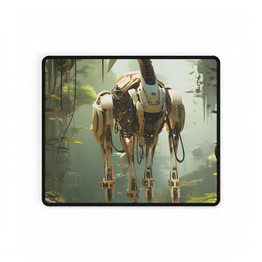 Robotic Guardians of Nature: Serene Wildlife Sanctuary Art - Desk Mat