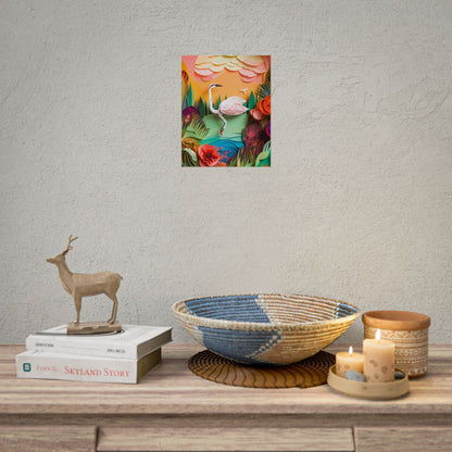 Peaceful Island Landscape: Paper Quilling Water Scene Art - Poster