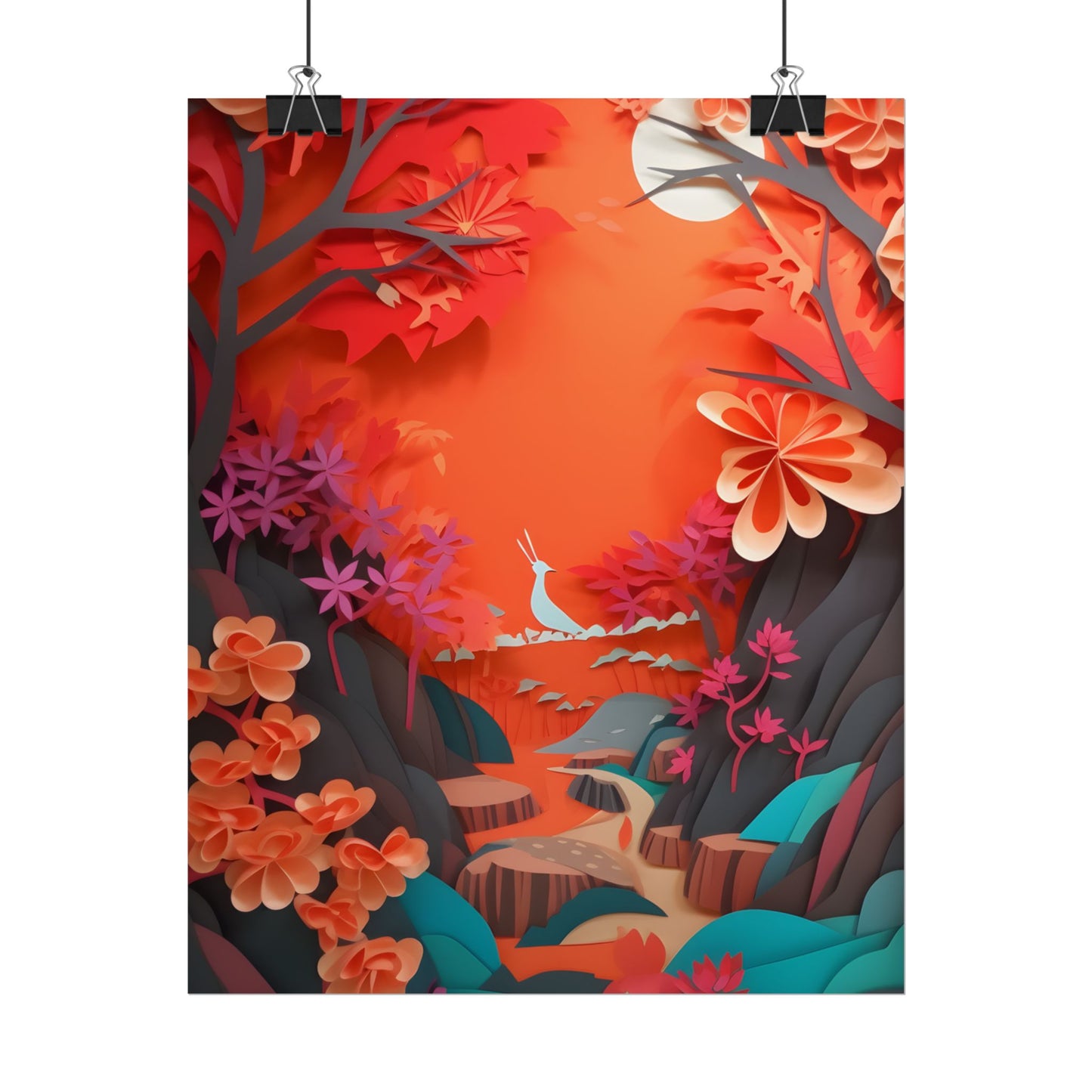 Vibrant European Landscape: Colorful Paper Quilling Art - Poster